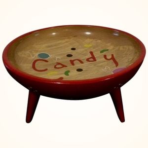 Vintage Mid Century Atomic Wood Candy Dish